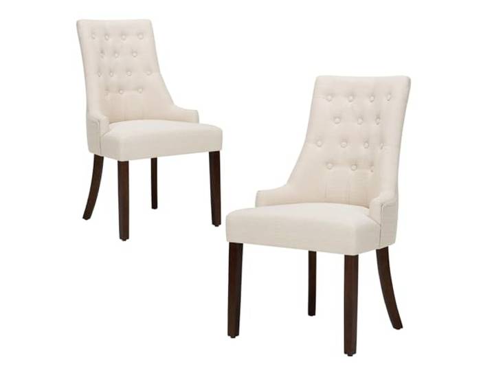 COLAMY Getuftete gepolsterte Esszimmerstühle, 2er-Set, Stoff, Beistellstuhl, Esszimmerstuhl, Akzent, Wohnzimmerstuhl für Zuhause, Küche, Restaurant – Beige