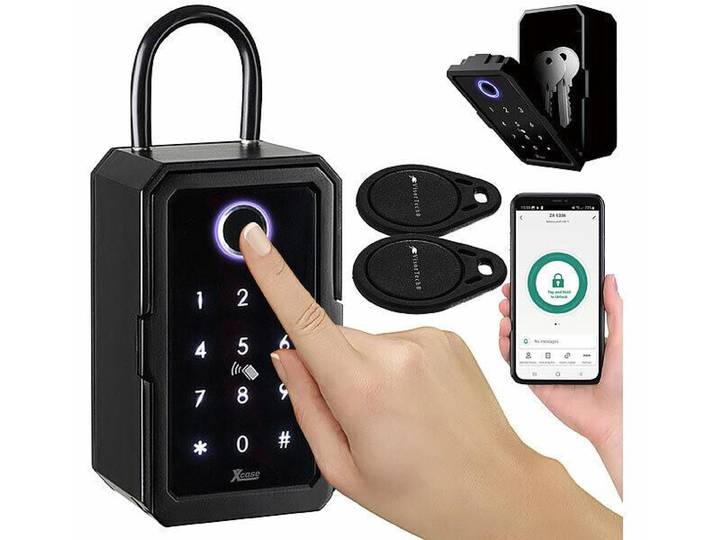 Boîte à clés connectée SAF-150.app avec lecteur d’empreinte et 2 transpondeurs