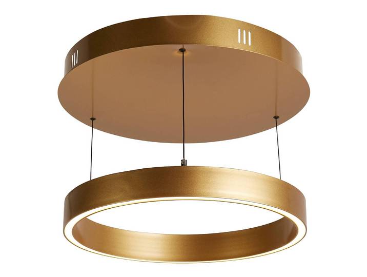 home24 Hanglamp Layla Rond Ø 44cm goud/goud staal/aluminium, gelakt LED LED-module