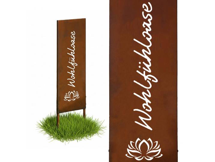 Relaxdays Gartenstecker Rostbraun Edelrost 115 cm, Braun, Metall, 1.5 cm, Dekoration, Gartendeko