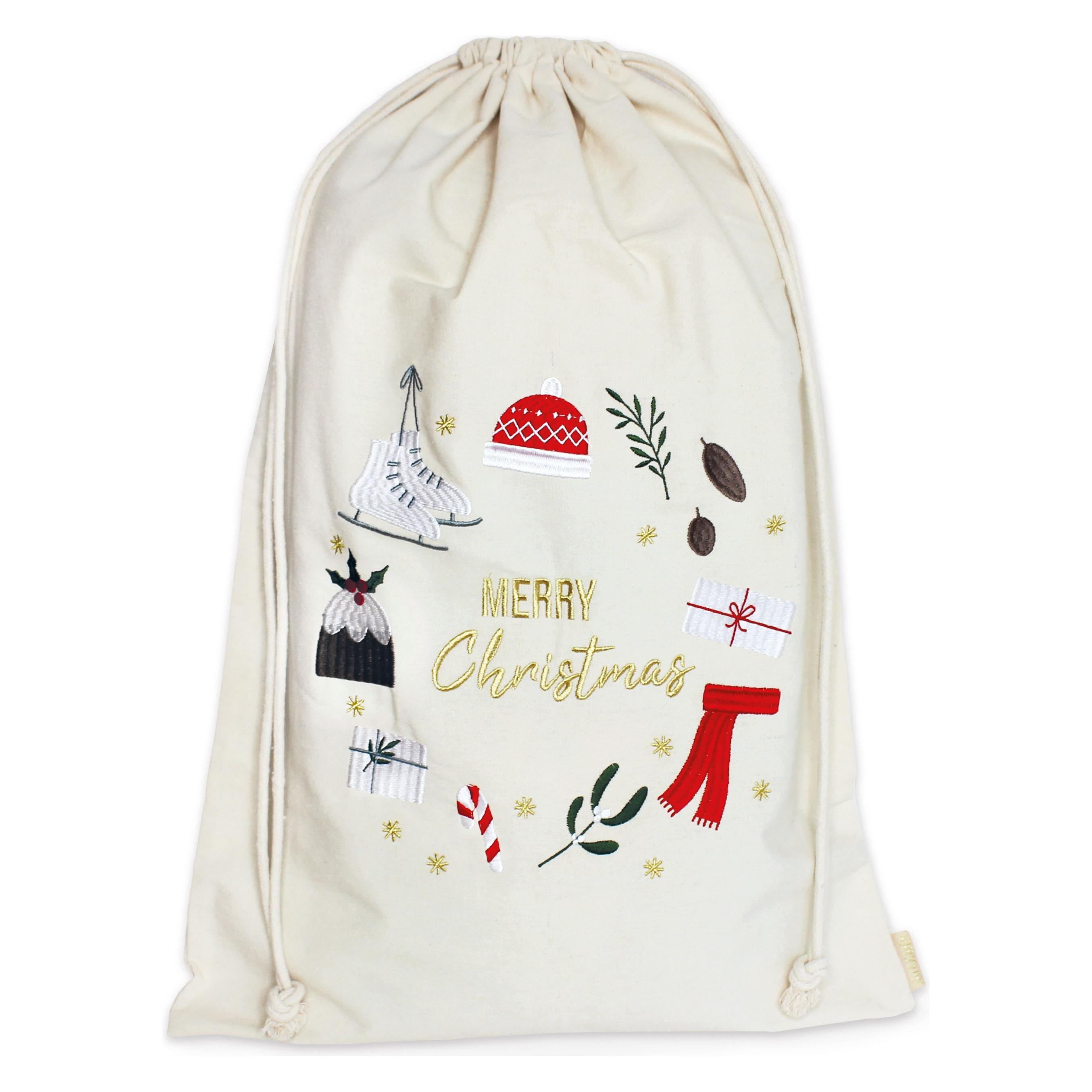 Papierdrachen Geschenksäckchen zu Weihnachten - Cremefarben bunt (B470-002-005)