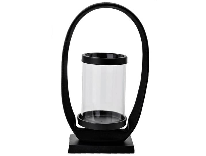 Kerzenhalter, Klar, Schwarz, Metall, Glas, 11x32x19 cm, zum Stellen, Dekoration, Kerzen & Kerzenhalter, Kerzenständer