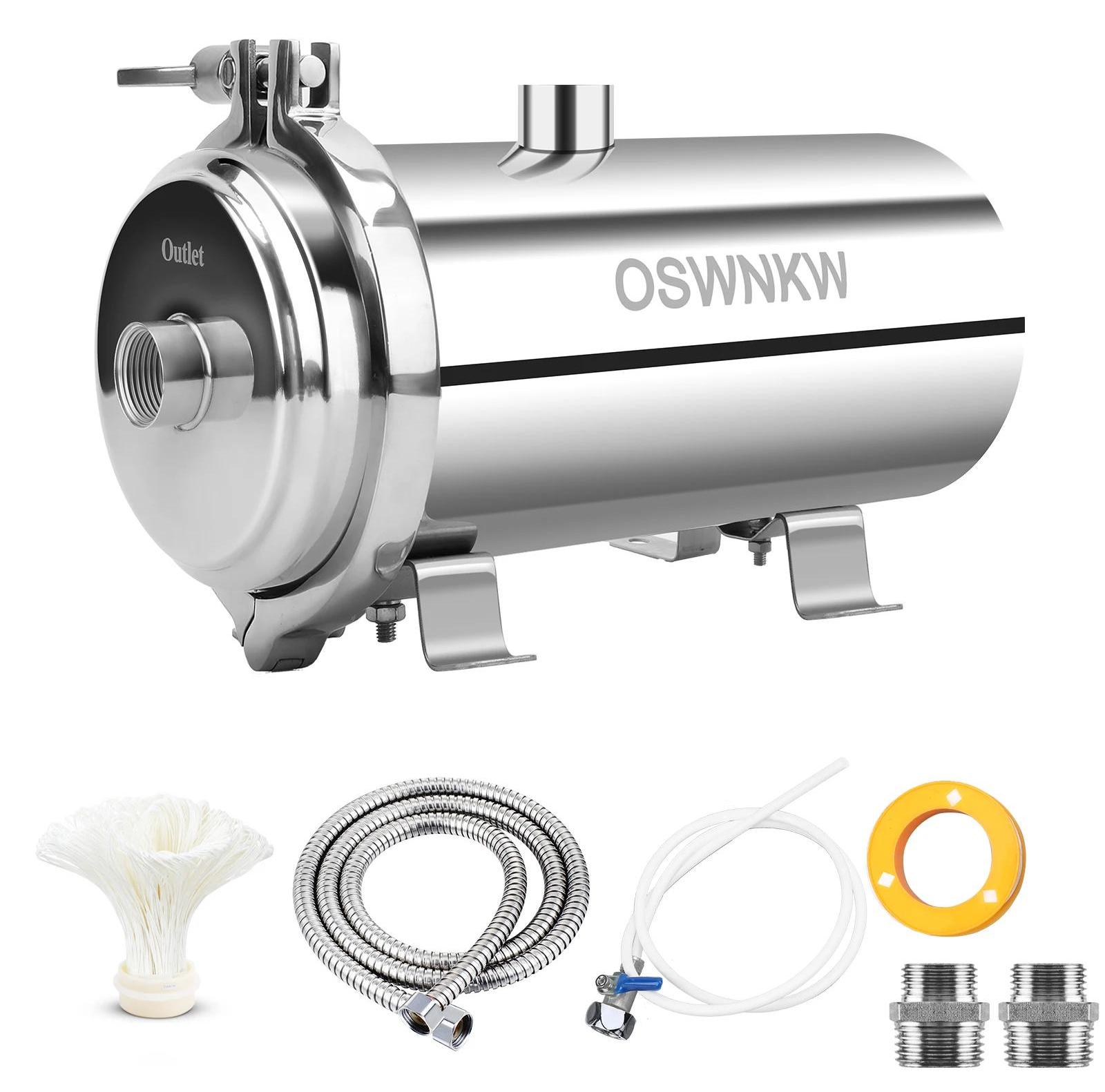 Ganzhaus Wasserfilter - CL3000L zentraler Ultrafiltration Vorfilter - 0,01 µm PVDF - SUS304 Edelstahl - DN25 - 8 l/min - Wartungsfrei ohne Strom bis 5 Jahre