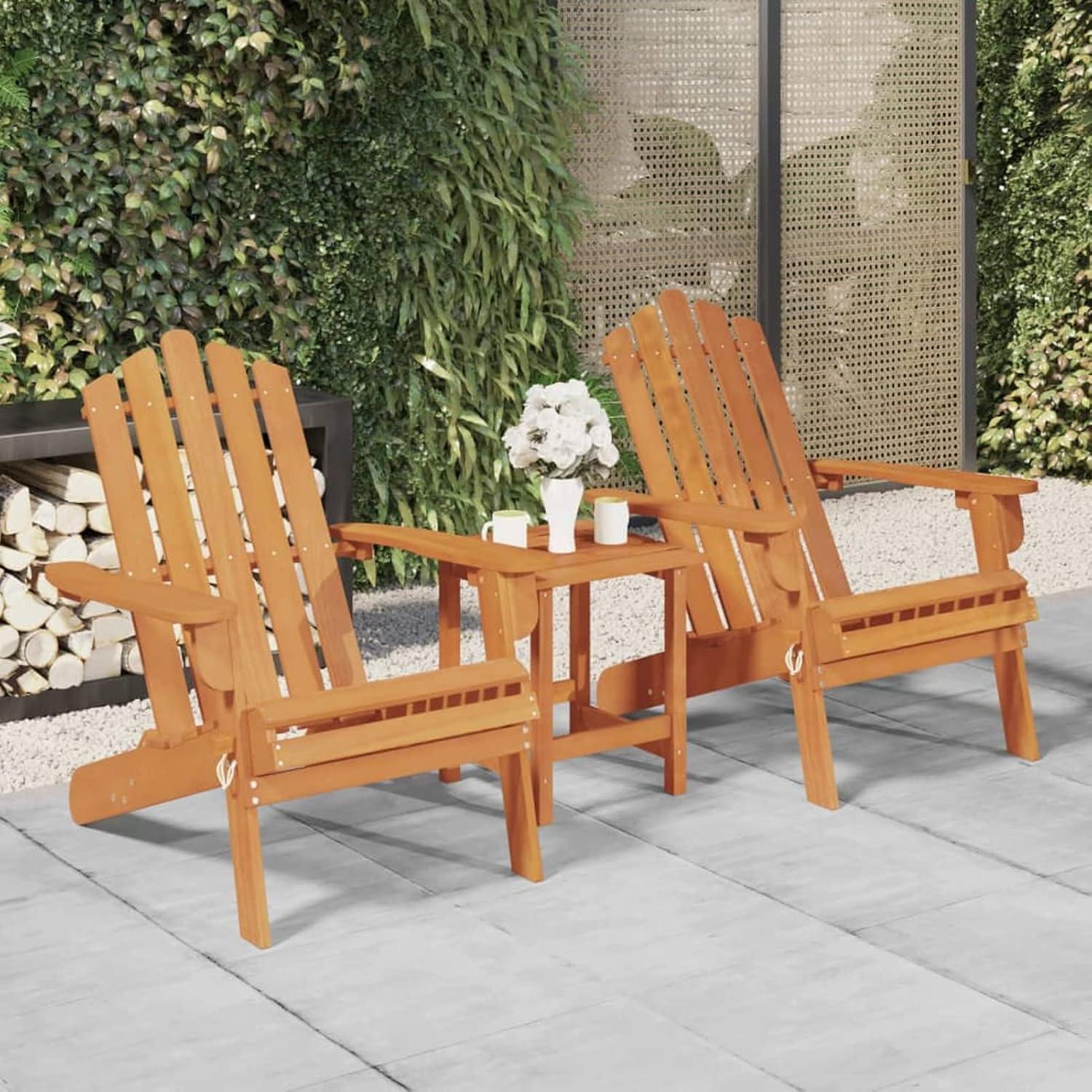 2 Adirondack-Gartenstühle aus massivem Akazienholz für Balkon, Terrasse und Garten