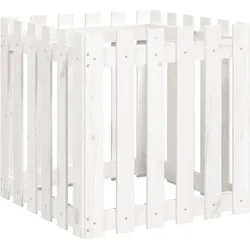 vidaXL Pflanzkübel Lattenzaun-Design Weiß 60x60x60cm Massivholz Kiefer