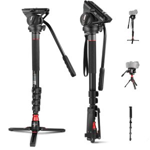 Neewer GM76 Stativ, Höhe bis 179 cm, für Kamera, mit Fluidkopf, Einbein