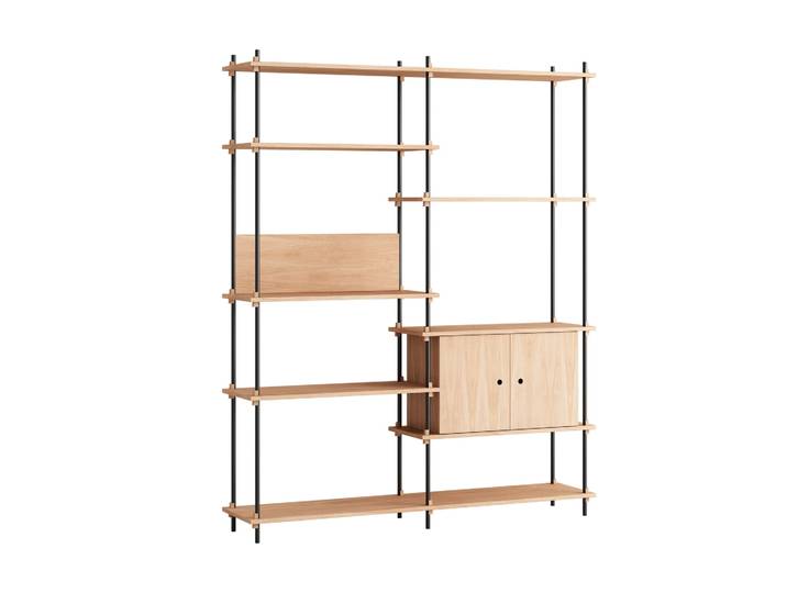 MOEBE Shelving System Regal mit Schrank Eiche-black, 163x200x35 cm, S.200.2.C