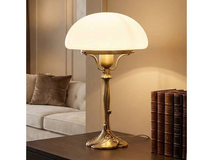 Berliner Messinglampen Nachttischlampe KATHARINA, bronze / altmessing, für Wohn- / Esszimmer, Messing, Antik, Tischlampe