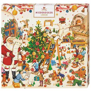Niederegger Adventskalender Mini-Wichtelwerkstatt, 24 Mini Marzipan-Pralinen in Zartbitter, 168g