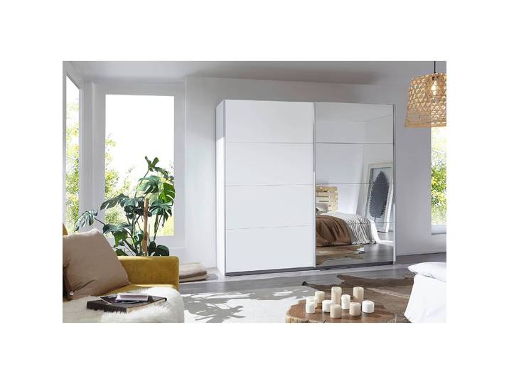 Armoire à portes coulissantes I 226cm Blanc/Blanc alpin Classic 1 miroir