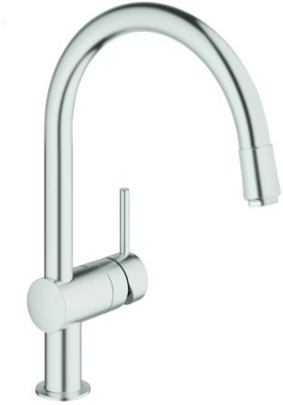 Grohe Spültischeinhebelmischer Minta supersteel, ausziehbarer Auslauf