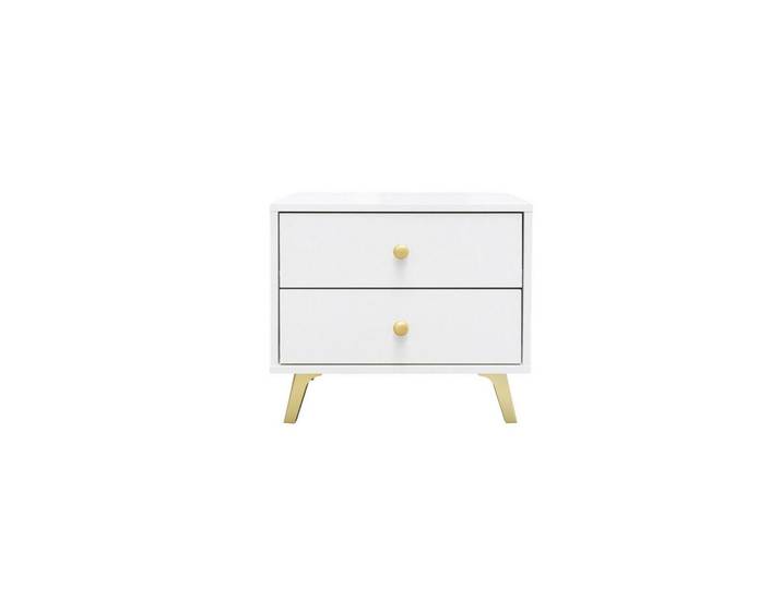 Deine Möbel 24 Nachttisch Seattle 54/86/41 cm in Weiß, 54x86x41 cm, Schlafzimmer, Nachtkästchen