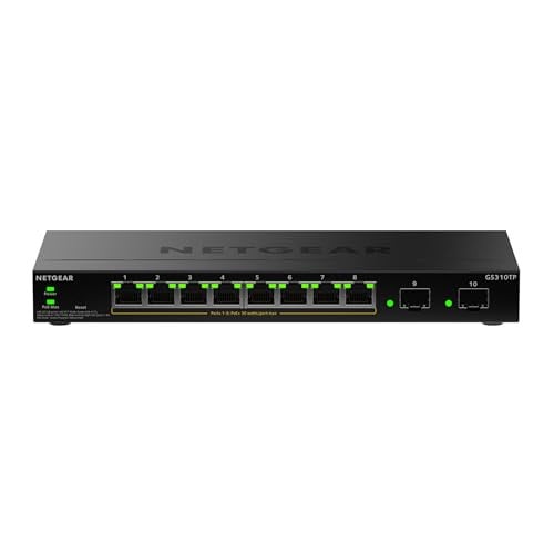 Netgear GS310TPv2 Managed 10-Poorts PoE Gigabit Ethernet Netwerk Switch, Zwart