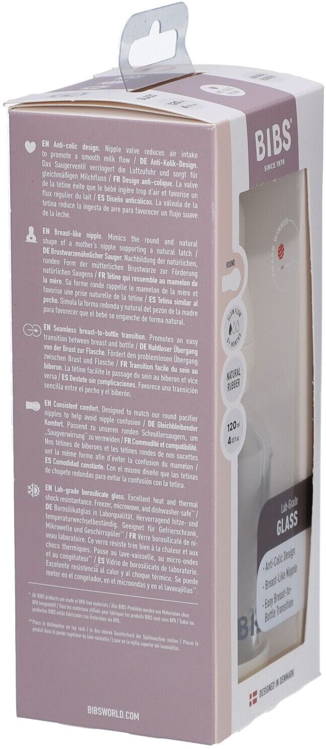 Bibs Zuigfles Glas 120ml Complete Set Ivory 1 St Flaschen
