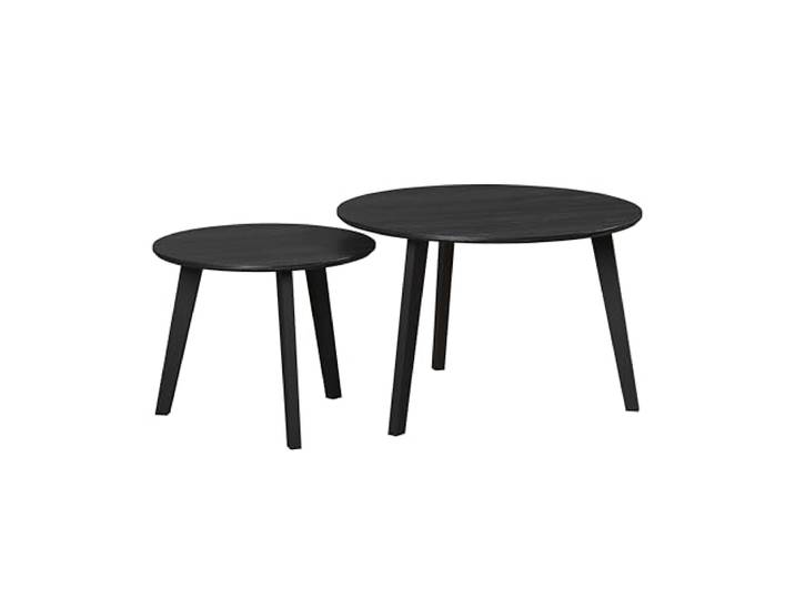 Couchtisch Ronin Esche Schwarz ,Tischplatte T11 · B 50 x H 39 cm 2er Couchtisch-Set · Massivholzfüße · B 50-70 cm