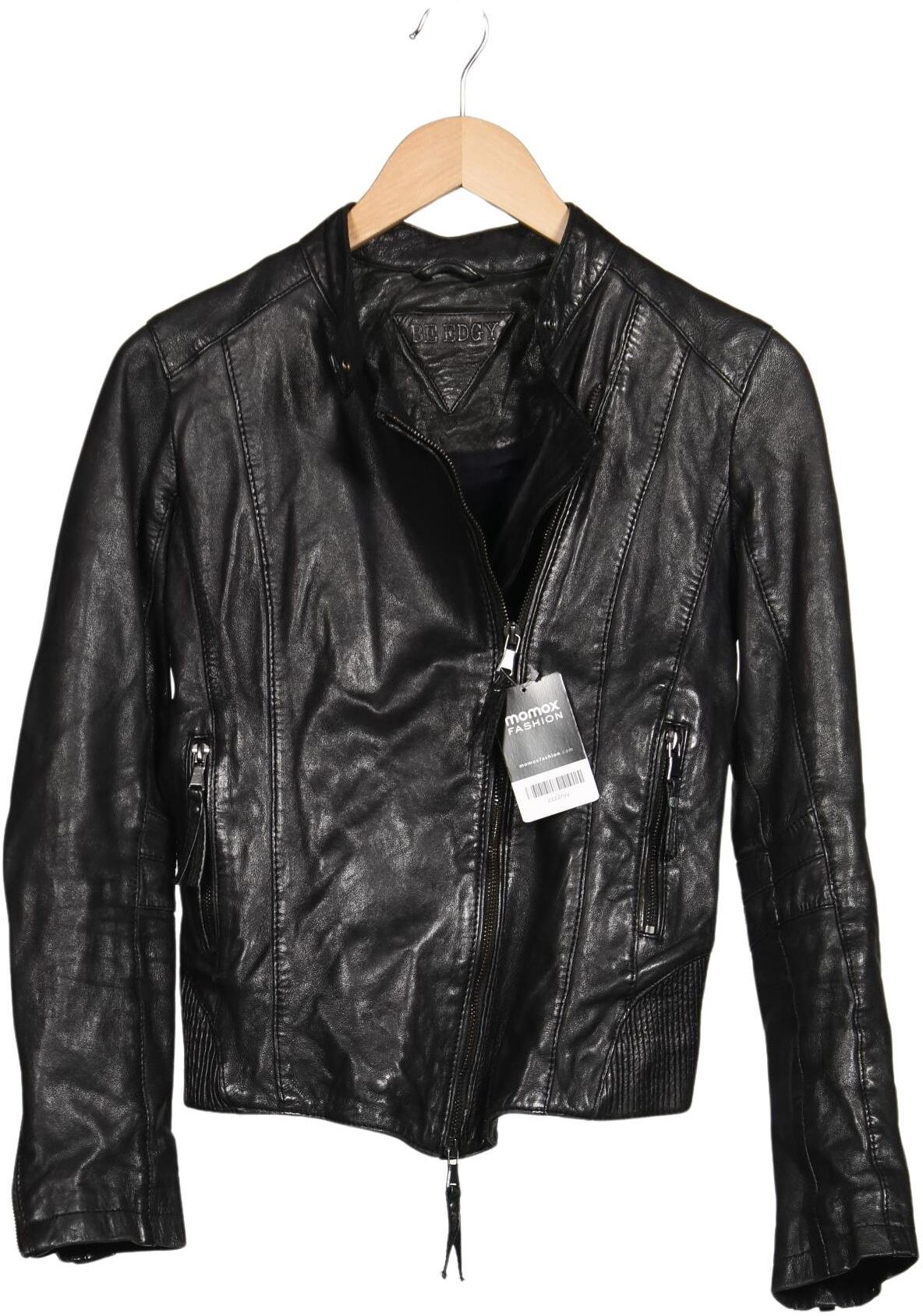 Be Edgy Damen Jacke, Schwarz, Gr. S, Leder / Baumwolle / Synthetik - Second Hand