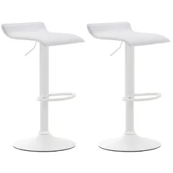 Décoshop26 - Set aus 2 minimalistisch designten Barhockern höhenverstellbar mit Fußstütze aus weißem PVC und weißem Metall 10_0005560 10_0005560
