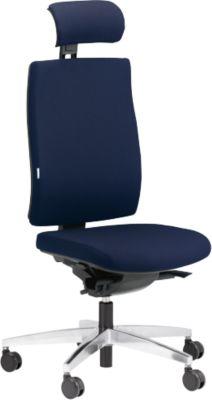 Steifensand Bürostuhl CETO CT2450, Synchronmechanik, ohne Armlehnen, Membransitz, mit Nackenstütze, dunkelblau
