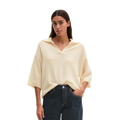 Strickpullover MARC O'POLO "aus weicher Merinowolle", Damen, Gr. XXS, beige (chalky sand), Obermaterial: 100% Schurwolle, unifarben, Pullover Strickpullover