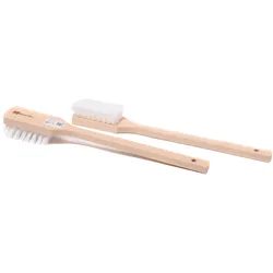 BawiTec 2x Stielbürste Reinigungsbürsten 43cm Lang weiße PPN-Borsten Scheuerbürste Holz Langstiel Bürsten Stielbürsten Reinigungsbürsten