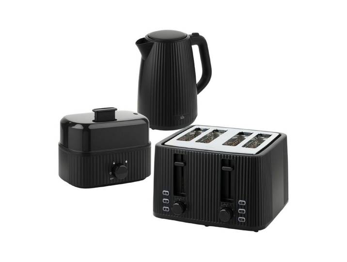 FELIXLEO Frühstücks-Set Wasserkocher Toaster Set 1,7L 4 Scheiben Eierkocher Schwarz (1-tlg)