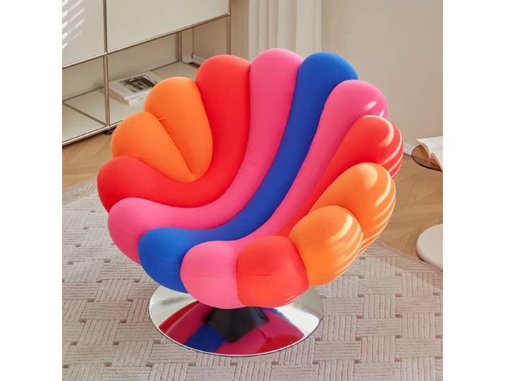 Chaise longue nordique canapé Chaise moderne Simple salon hôtel Clubhouse lumière luxe coloré pétale tournant loisirs chaises