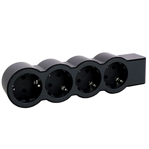 Legrand Platte stekkerdoos 4-voudig zwart/donkergrijs 694576