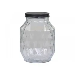 Chic Antique Aufbewahrungsglas mit Diamantenschliff, H22/D16 cm. klar