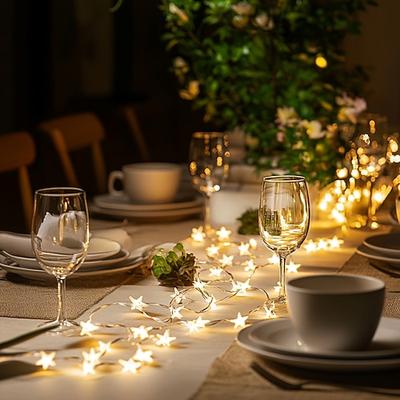 LED Stern Feen-Lichterkette 2M/5M Silberdrahtlichter Batteriebetrieben Neujahrsfeier-Dekoration (Batterie nicht enthalten)