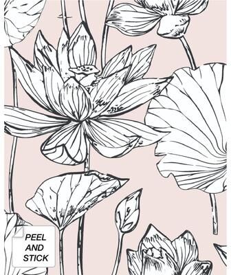 NextWall Lotus Floral Peel and Stick Wallpaper