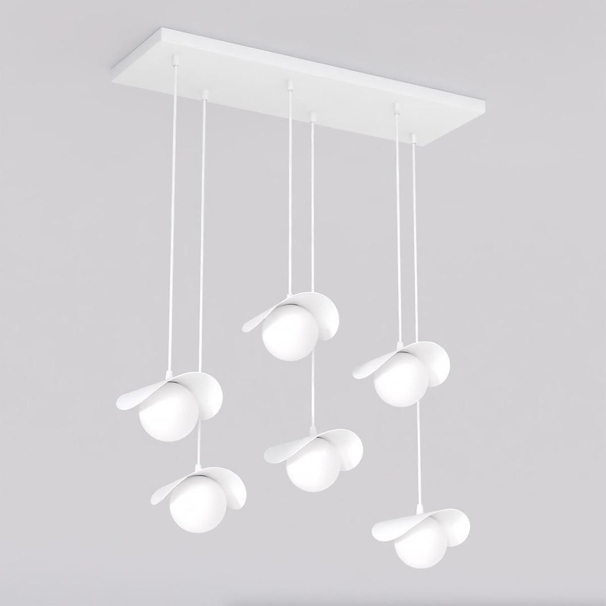 Kendra Home Hanglamp Ritual 6 van staal in mat wit