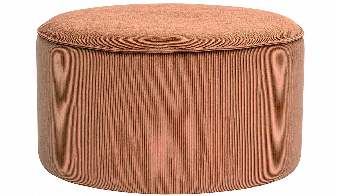 Miliboo Runder Pouf aus samtigem Rippenstoff in verbrannter Erde D70 cm PAUL
