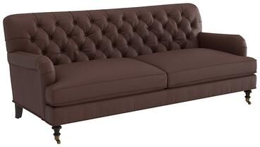 Maggie Leather Sofa - Chocolate Leather, Chocolate Walnut - Ballard Designs