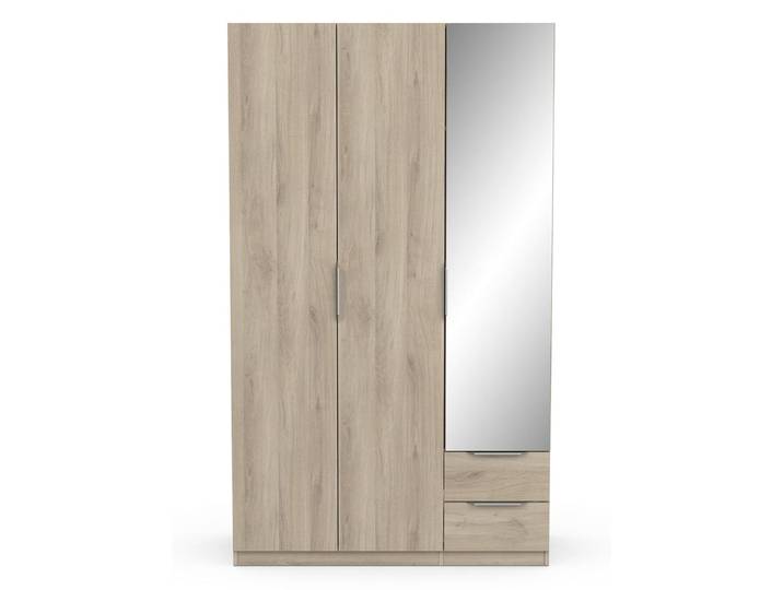CALICOSY - Armoire 3 portes\, 2 tiroirs et 1 miroir Ghost - L119\,4 cm