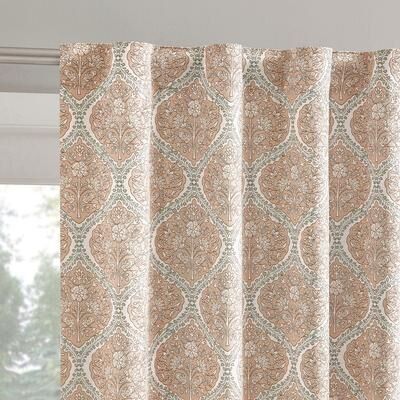 Sun Zero Lanet Vintage Ogee Magnetic Closure Total Blackout Back Tab 2-Piece Curtain Panel Pair