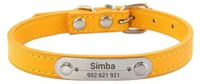 Uplift Essentials Executive Personalized ID Leather Pet Collar gold l