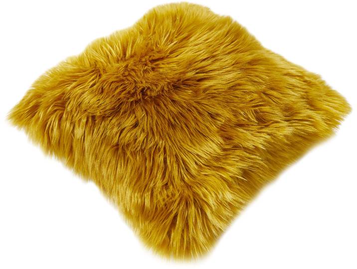 Fellkissen ANDIAMO Dekokissen Ovium Gr. 40, gelb (curry, felloptik), B:40cm H:20cm L:40cm, Kunstfaser, Dekokissen_Sitzkissen_Kissenhüllen, Fellkissen, Kunstfell, eckig, 40x40 cm, Kissenhülle mit Füllung, Wohnzimmer