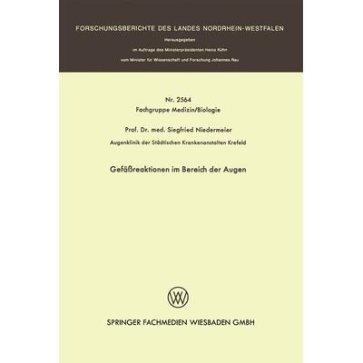 Gefäßreaktionen im Bereich der Augen, Taschenbuch von Siegfried Niedermeier, VS Verlag für Sozialwissenschaften, 978-3-531-02564-3