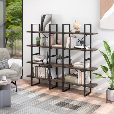 DAVEE FURNITURE Davee 4-Tier Antique Walnut Color bookcases - 70*12.52*56.69inches