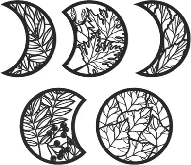 Inspire Picks LunaCraft Wooden Moon Phase Wall Art Nordic Celestial Hanging Decor For Living Room & Bedroom black 27x27x3cm