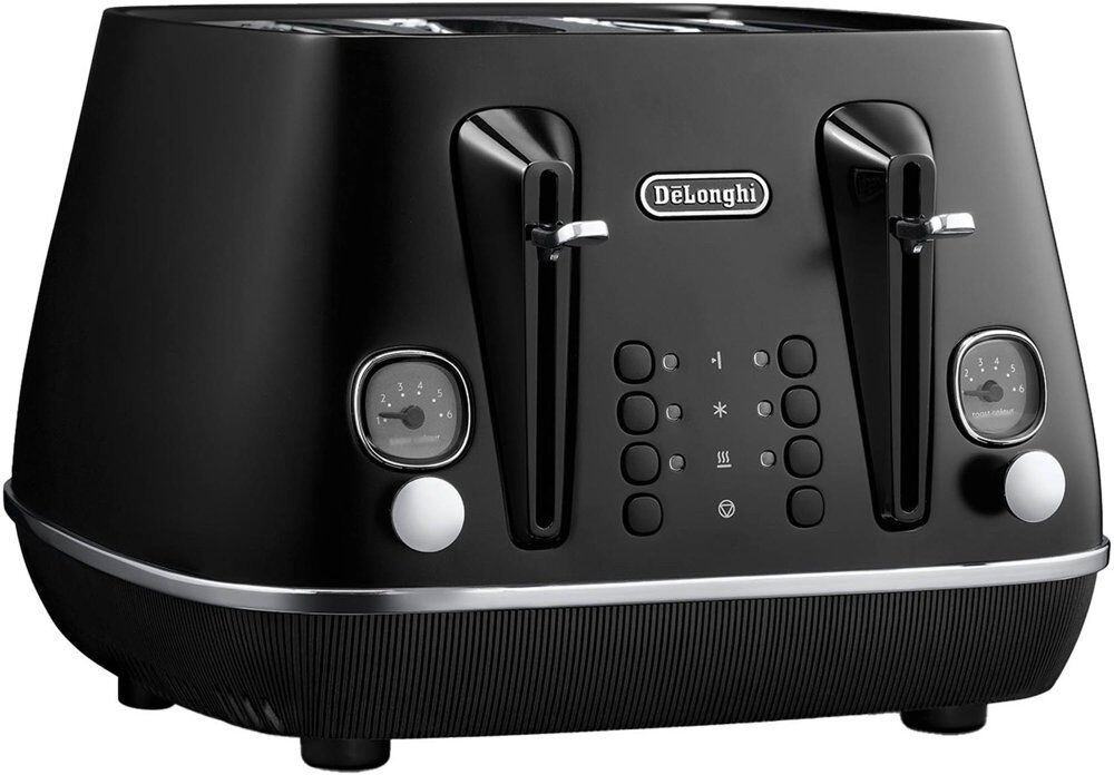DeLonghi Distinta X 1.7L Kettle & 4 Slice Toaster Stainless Steel Black 1.7L