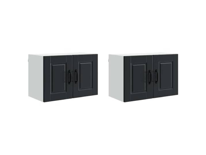 IBUQDDV Wandschrank Porto 2 STK. Schwarz Holzwerkstoff Wandmontage,geräumige Regalböden,Küchenutensilien,Vorratsorganisation,Innenbereich,klare Linien