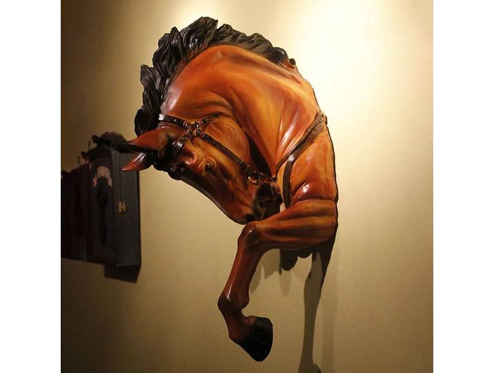 Statue tête de cheval nordique, décoration de salle, artisanat rétro en résine, pendentif, Sculpture, décoration murale, accessoire d'intérieur, Figurine