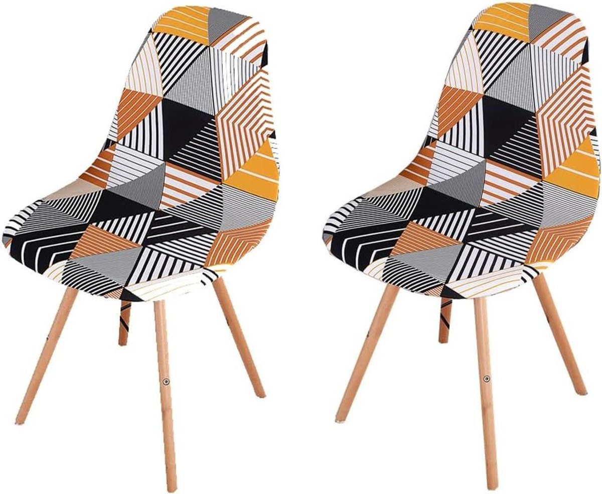 Set van 2 Jacquard stretch stoelhoezen voor eetkamerstoelen - Grijs