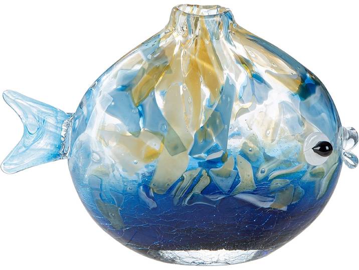 Tischvase GILDE Vase Fisch Kandaru blau , blau, B:27cm H:18,5cm T:10cm, Glas, Vasen, Tischvase, Vase, Glas, Fischoptik, maritim, Dekoration, Geschenkidee