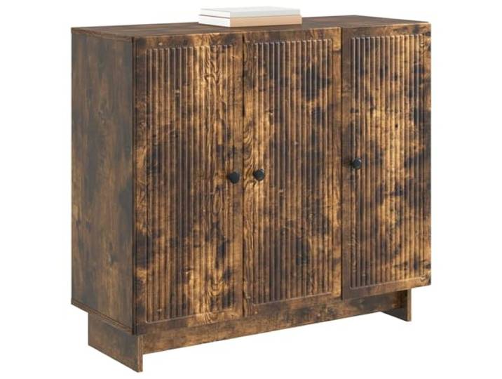 KTHLBRH Sideboard Eiche Smoke 89 x 34,5 x 80 cm Rechteckiges Vintage-Design, klassische Griffe, Holztechnik, für den Innenbereich