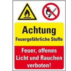 Aufkleber I Sicherheits-Kombischild mit Symbolen, Feuergefährliche..., Folie, 200x300mm