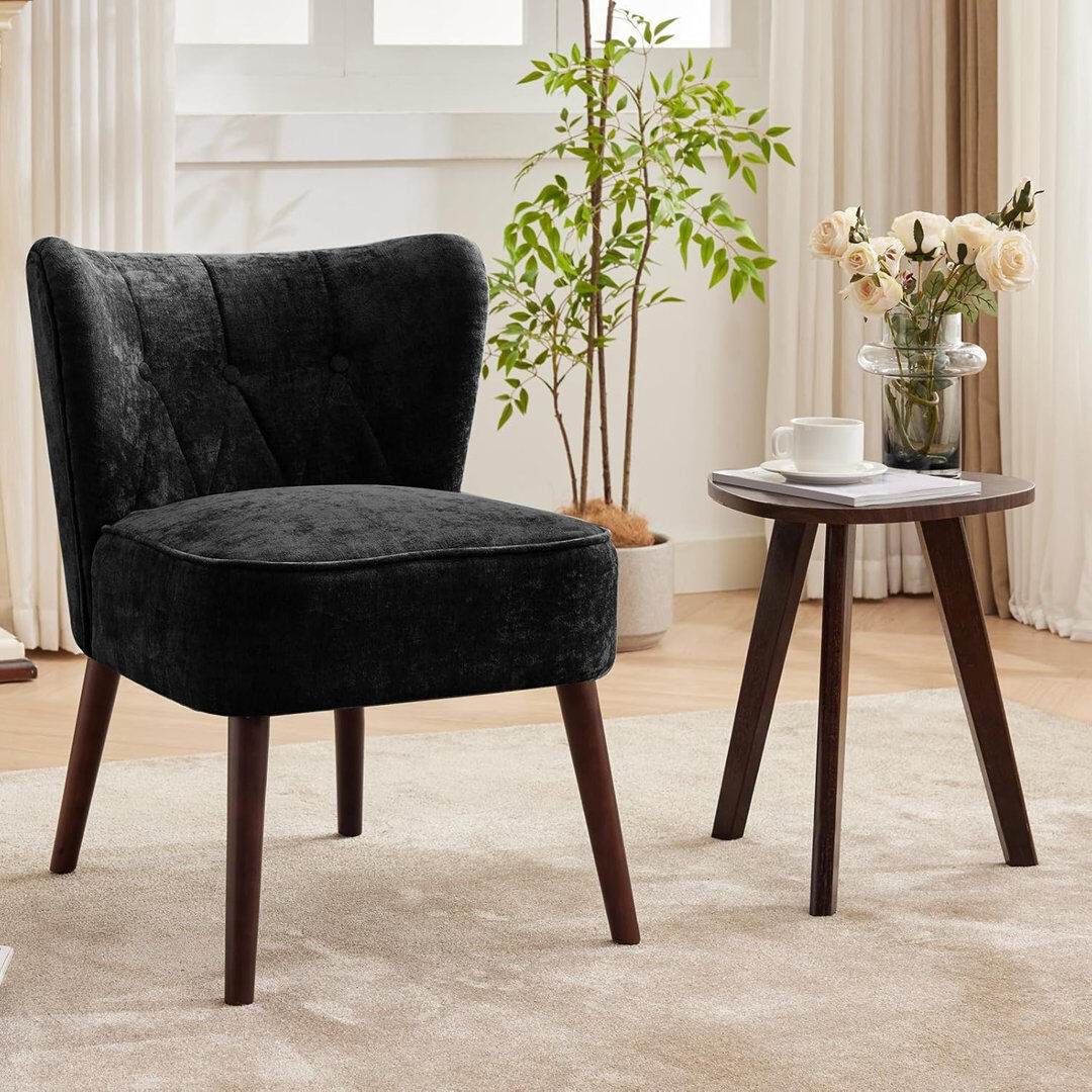 George Oliver Upholstered Lounge Chair Black 74cm H X 55cm W X 68.5cm D