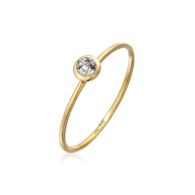 Fingerring ELLI PREMIUM "Solitär Mondstein Edelstein 375 Gelbgold" Gr. 54, gold, Fingerringe, Damen, 54mm,mit Steinen, Gelbgold 375, 1mm, Fingerring