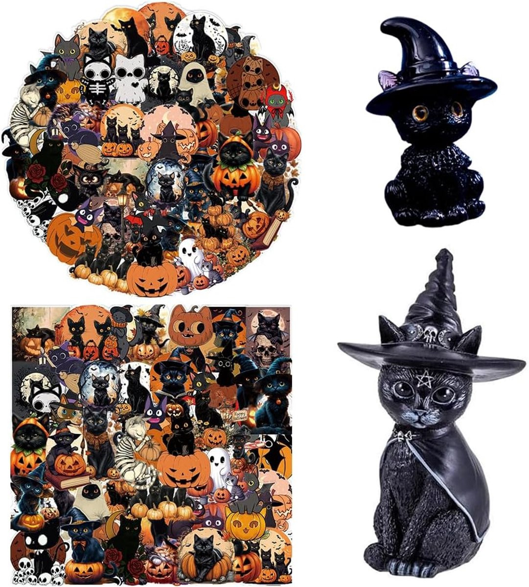 Halloween Mini Zwarte Kat Decoratie voor op tafel